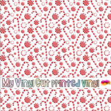 Load image into Gallery viewer, Printed Vinyl | Peppermint Spice L | Permanent Removable Adhesive | Permanent Glitter Adhesive | HTV | Glitter HTV | 12 x 12 inches | ONE Sheet