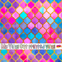 Load image into Gallery viewer, Printed Vinyl | Colorful Quatrefoil | Permanent Removable Adhesive | Permanent Glitter Adhesive | HTV | Glitter HTV | 12 x 12 inches | ONE Sheet
