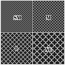 Load image into Gallery viewer, Printed Vinyl | Quatrefoil Black | Permanent Removable Adhesive | Permanent Glitter Adhesive | HTV | Glitter HTV | 12 x 12 inches | ONE Sheet