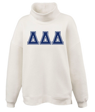 Load image into Gallery viewer, Mock Neck Sorority Greek Letters Oversized Cream Sweatshirt Delta Delta Delta