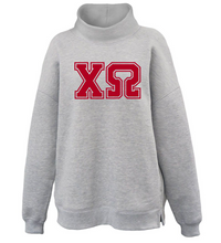 Load image into Gallery viewer, Mock Neck Sorority Greek Letters Oversized Heather Gray Sweatshirt Chi Omega