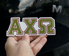 Load image into Gallery viewer, Alpha Chi Omega Greek Letters Sorority Refrigerator Magnet 4 x 2 inches