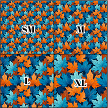 Load image into Gallery viewer, Printed Vinyl &amp; HTV BLUE AND ORANGE MAPLE LEAVES Patterns 12 x 12 inch sheet