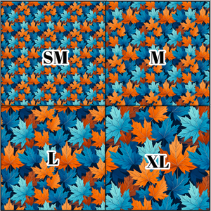 Printed Vinyl & HTV BLUE AND ORANGE MAPLE LEAVES Patterns 12 x 12 inch sheet