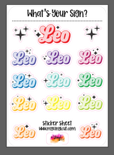 Load image into Gallery viewer, Sticker Sheet | Zodiac Names | Set of little planner stickers 5 X 7