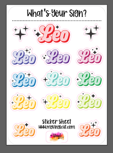 Sticker Sheet | Zodiac Names | Set of little planner stickers 5 X 7