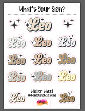 Load image into Gallery viewer, Sticker Sheet | Zodiac Names | Set of little planner stickers 5 X 7