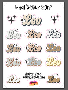 Sticker Sheet | Zodiac Names | Set of little planner stickers 5 X 7