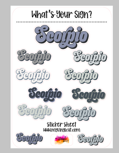 Sticker Sheet | Zodiac Names | Set of little planner stickers 5 X 7