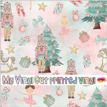 Load image into Gallery viewer, Printed Vinyl &amp; HTV Pink Nutcracker Pattern 12 x 12 inch sheet