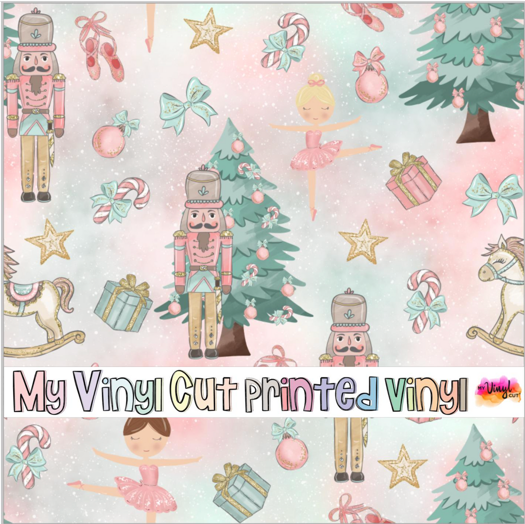 Printed Vinyl & HTV Pink Nutcracker Pattern 12 x 12 inch sheet