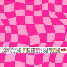 Load image into Gallery viewer, Printed Vinyl, HTV &amp; Waterslide Pink Wavy Checkerboard Patterns 12 x 12 inch sheet