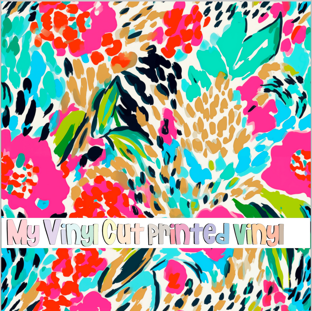 Printed Vinyl & HTV Animal Print Floral N Pattern 12 x 12 inch sheet