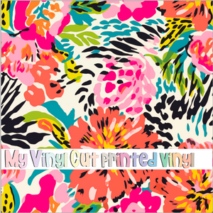 Printed Vinyl & HTV Animal Print Floral i Pattern 12 x 12 inch sheet