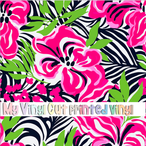 Printed Vinyl & HTV Animal Print Floral Q Pattern 12 x 12 inch sheet