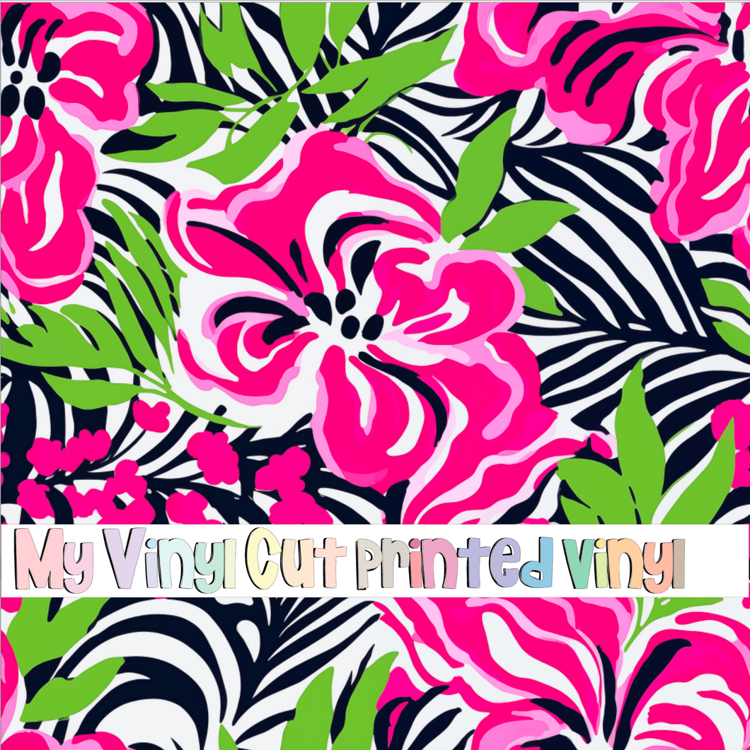 Printed Vinyl & HTV Animal Print Floral Q Pattern 12 x 12 inch sheet