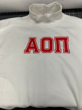 Load image into Gallery viewer, Mock Neck Sorority Greek Letters Oversized Cream Sweatshirt Alpha Omicron Pi