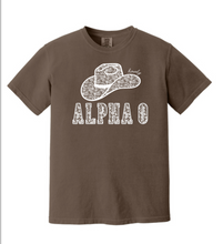 Load image into Gallery viewer, Comfort Colors Brown T Shirt Alpha Omicron Pi Lace Hat Available in S M L XL