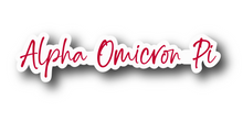 Load image into Gallery viewer, Sticker | AOP_D | Alpha Omicron Pi Signature | Waterproof Vinyl Sticker | White | Clear | Permanent | Removable | Window Cling | Glitter | Holographic
