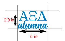 Load image into Gallery viewer, AXID | Alpha Xi Delta Alumna | Greek Letters | Vinyl Decal | Car Decal | Laptop Decal | Transfer Decal