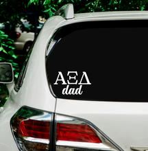 Load image into Gallery viewer, AXID | Alpha Xi Delta Dad | Greek Letters | Vinyl Decal | Car Decal | Laptop Decal | Transfer Decal