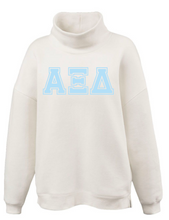 Load image into Gallery viewer, Mock Neck Sorority Greek Letters Oversized Cream Sweatshirt Alpha Xi Delta