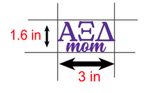 Load image into Gallery viewer, AXID | Alpha Xi Delta Mom | Greek Letters | Vinyl Decal | Car Decal | Laptop Decal | Transfer Decal