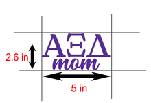 Load image into Gallery viewer, AXID | Alpha Xi Delta Mom | Greek Letters | Vinyl Decal | Car Decal | Laptop Decal | Transfer Decal
