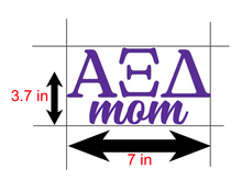 Load image into Gallery viewer, AXID | Alpha Xi Delta Mom | Greek Letters | Vinyl Decal | Car Decal | Laptop Decal | Transfer Decal