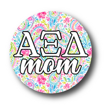 Load image into Gallery viewer, Alpha Xi Delta Mom Paisley2 Pin Back Button
