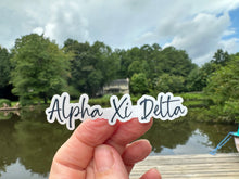 Load image into Gallery viewer, Sticker | AXID_D | Alpha Xi Delta Signature | Waterproof Vinyl Sticker | White | Clear | Permanent | Removable | Window Cling | Glitter | Holographic
