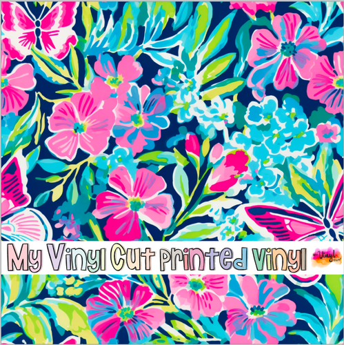Printed Vinyl HTV & Waterslide Preppy Butterflies B Patterns 12 x 12 inch sheet