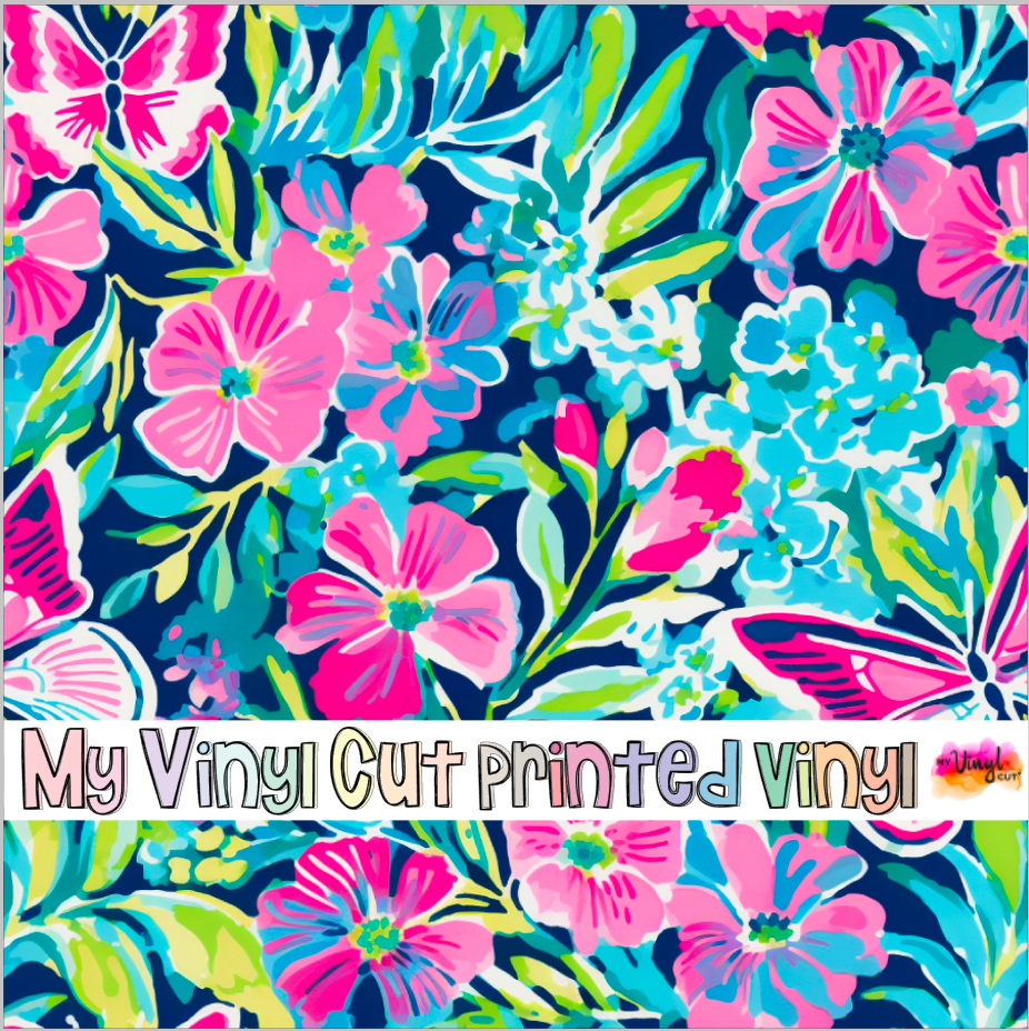 Printed Vinyl HTV & Waterslide Preppy Butterflies B Patterns 12 x 12 inch sheet