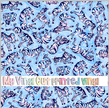 Load image into Gallery viewer, Printed Vinyl &amp; HTV Blue Zebra Pattern 12 x 12 inch sheet