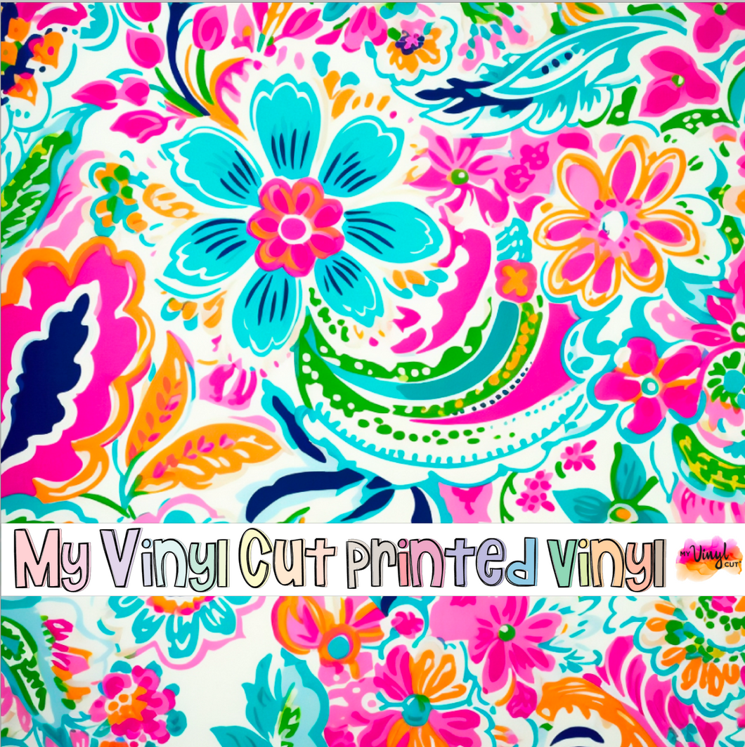 Printed Vinyl & HTV Bright Preppy Paisley A Patterns 12 x 12 inch sheet