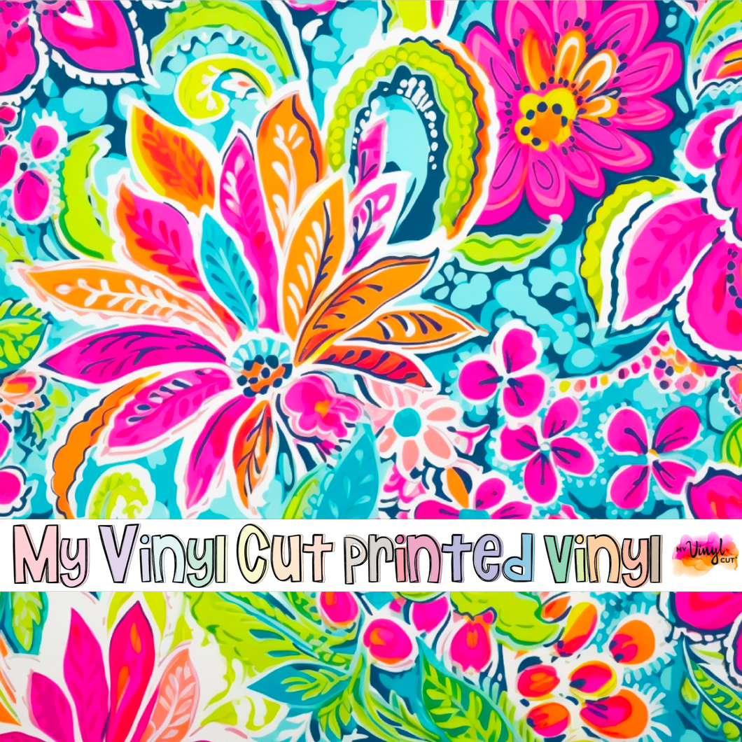 Printed Vinyl & HTV Bright Preppy Paisley B Patterns 12 x 12 inch sheet