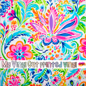 Printed Vinyl & HTV Bright Preppy Paisley C Patterns 12 x 12 inch sheet