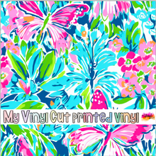 Load image into Gallery viewer, Printed Vinyl HTV &amp; Waterslide Preppy Butterflies C Patterns 12 x 12 inch sheet