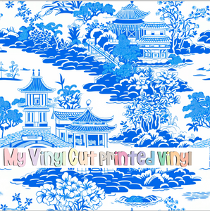 Printed Vinyl & HTV Chinoiserie E Pattern 12 x 12 inch sheet