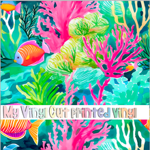 Load image into Gallery viewer, Printed Vinyl &amp; HTV Coral Reef E Pattern 12 x 12 inch sheet