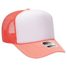 Load image into Gallery viewer, Delta Zeta Sorority Coral and White Foam Front Mesh Back Trucker Hat