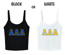 Load image into Gallery viewer, Crop Top Tank Tri Delta Greek Letters Available in Black or White