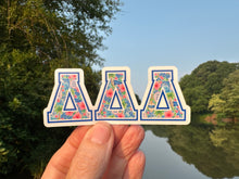Load image into Gallery viewer, Sticker | DDD_G | Delta Gamma | Waterproof Vinyl Sticker | White | Clear | Permanent | Removable | Window Cling | Glitter | Holographic