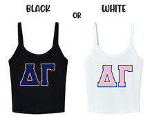 Load image into Gallery viewer, Crop Top Tank Delta Gamma Greek Letters Available in Black or White
