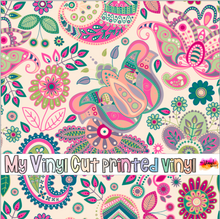 Load image into Gallery viewer, Printed Vinyl, HTV &amp; Waterslide Peachy Paisley Patterns 12 x 12 inch sheet