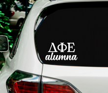 Load image into Gallery viewer, D Phi E | Delta Phi Epsilon Alumna | Greek Letters | Vinyl Decal | Car Decal | Laptop Decal | Transfer Decal