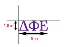 Load image into Gallery viewer, D Phi E | Delta Phi Epsilon | Greek Letters | Vinyl Decal | Car Decal | Laptop Decal | Transfer Decal