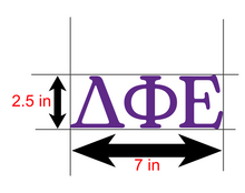 Load image into Gallery viewer, D Phi E | Delta Phi Epsilon | Greek Letters | Vinyl Decal | Car Decal | Laptop Decal | Transfer Decal