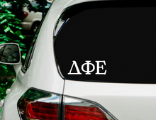 Load image into Gallery viewer, D Phi E | Delta Phi Epsilon | Greek Letters | Vinyl Decal | Car Decal | Laptop Decal | Transfer Decal