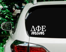 Load image into Gallery viewer, D Phi E | Delta Phi Epsilon Mom | Greek Letters | Vinyl Decal | Car Decal | Laptop Decal | Transfer Decal
